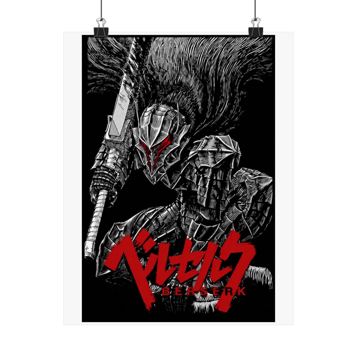 lugEMa Classic Anime Berserk Poster Black And White Retro Posters Art Painting Decor Wall Posters Bedroom Gym Decorative Gift 12x18inch(30x45cm) - alternate angle 3, merchandise